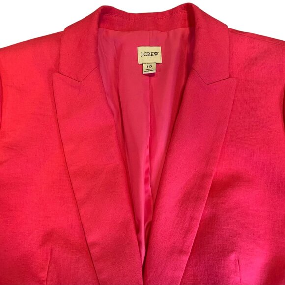 J. Crew Womens Hot Pink Linen Cotton Blazer Size 10 - Picture 3 of 14